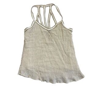 Miss Me Ivory and Black Striped Women's Tank Top Small